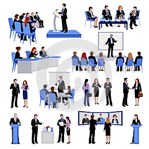 Public Speaking People Flat Icons Collection