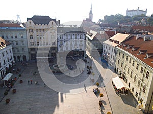 A public square in Bratislava.