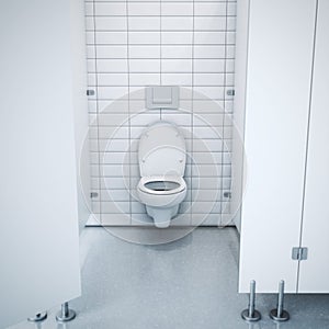 Public toilet cubicle. 3d rendering