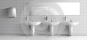 Public toilet interior realistic vector mock-up