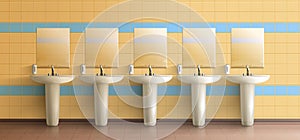 Public toilet interior realistic vector mock-up