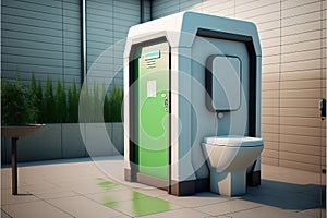 public toilet in shopping Mall, 3D rendering. Generative AI