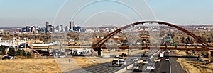 A Public Transit Bridge Crosses the Highway outside of Denver Colorado