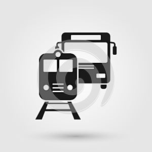 Public transport icon. Train and bus design illustration for city transportation concept