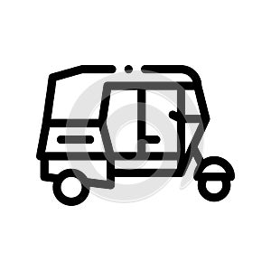 Public Transport Rickshaw Vector Thin Line Icon