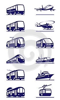 Public transportation icon set