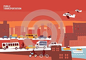 Public transportation, info graphic city