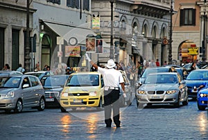 Public transportation on the streets of Rome, Italy