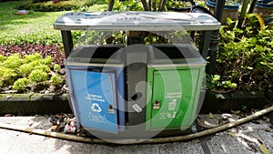 public trash garbage bin organic and non organic segregate