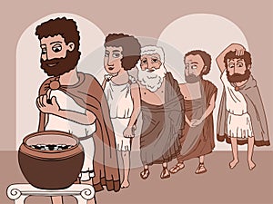 Public voting in Ancient Greece funny cartoon