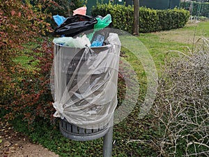 public waste bin with hygienic bags for collecting dog and cat excrement