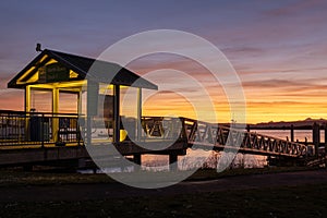 Public waterfront dock at Sunset