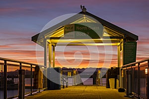 Public waterfront dock at Sunset