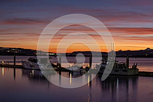 Public waterfront dock at Sunset