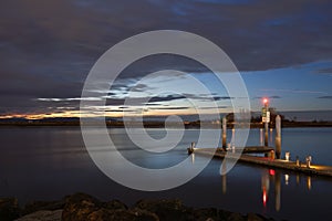 Public waterfront dock at Sunset