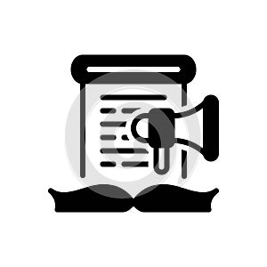 Black solid icon for Publication, release and press