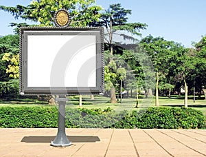 Publicity board on a park