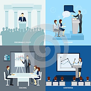 Publicly speaking people 4 flat icons square