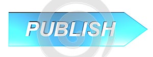 PUBLISH on blue arrow - 3D rendering