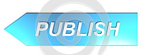 PUBLISH on blue arrow - 3D rendering