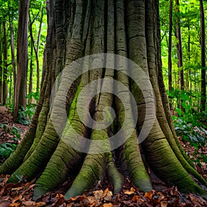 Publish Detailed close up of tree trunk in its natural forest habitat