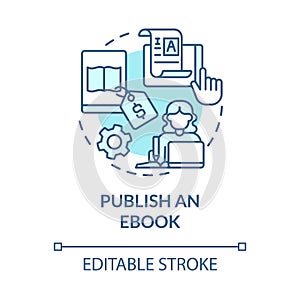 Publish ebook blue concept icon