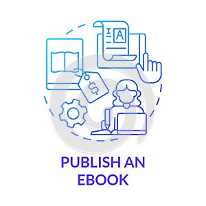 Publish ebook blue gradient concept icon