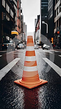 Publish Orange traffic cone isolated on white background, safety concept