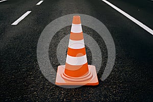 Publish Orange traffic cone isolated on white background, safety concept