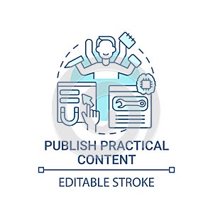 Publish practical content concept icon