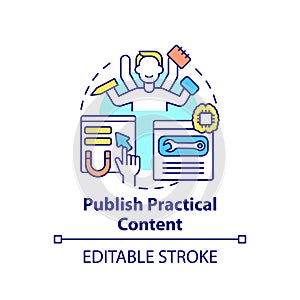 Publish practical content concept icon