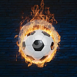 Publish Soccer ball engulfed in flames symbolizes passion and energy