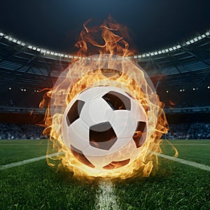 Publish Soccer ball engulfed in flames symbolizes passion and energy