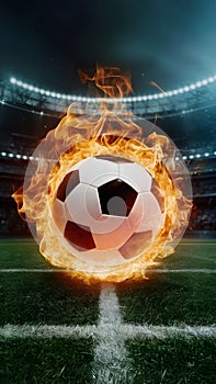 Publish Soccer ball engulfed in flames symbolizes passion and energy