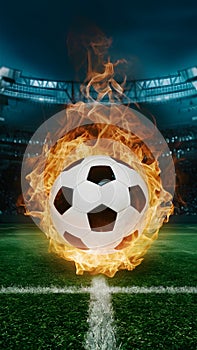 Publish Soccer ball engulfed in flames symbolizes passion and energy