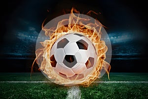 Publish Soccer ball engulfed in flames symbolizes passion and energy