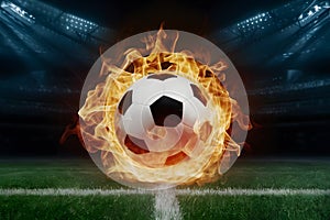 Publish Soccer ball engulfed in flames symbolizes passion and energy