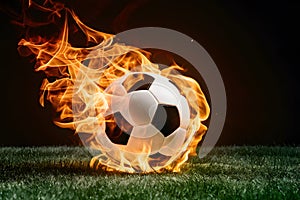 Publish Soccer ball engulfed in flames symbolizes passion and energy