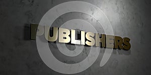 Publishers - Gold text on black background - 3D rendered royalty free stock picture