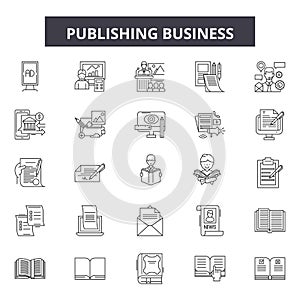 Publishing business line icons, signs, vector set, outline illustration concept