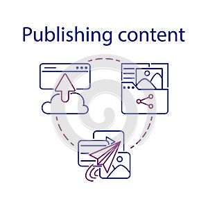 Publishing content simple set. CMS concept icon