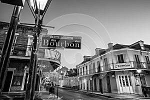 Pubs and bars with neon lights in the French Quarter, New Orlea