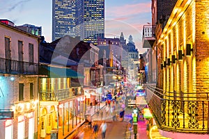 Pubs and bars with neon lights in the French Quarter, New Orleans