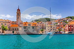 Pucisca is small town on Island of Brac, popular touristic destination on Adriatic sea, Croatia. Pucisca town Island of Brac.