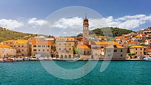 Pucisca is small town on Island of Brac, popular touristic destination on Adriatic sea, Croatia. Pucisca town Island of Brac.