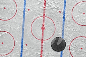 Puck on a hockey rink