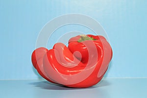 A Puckered-Up Red Bell Pepper - Side View