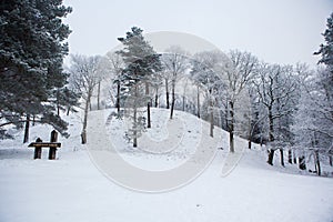 Puckoriai mound in winter, Vilnius, Lithuania