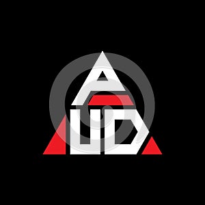 PUD triangle letter logo design with triangle shape. PUD triangle logo design monogram. PUD triangle vector logo template with red photo