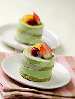 Pudding cake greentea